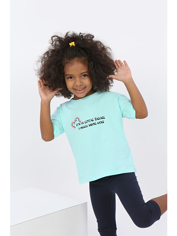 Toontoykids Kız Çocuk Ayıcık Baskılı Tişört