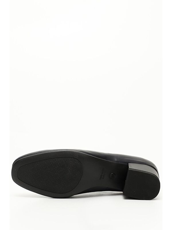 KOYU LACİVERT Hakiki Deri Küt Burun Kısa Kalın Topuklu Kadın Ayakkabı 13312 - Görsel 5