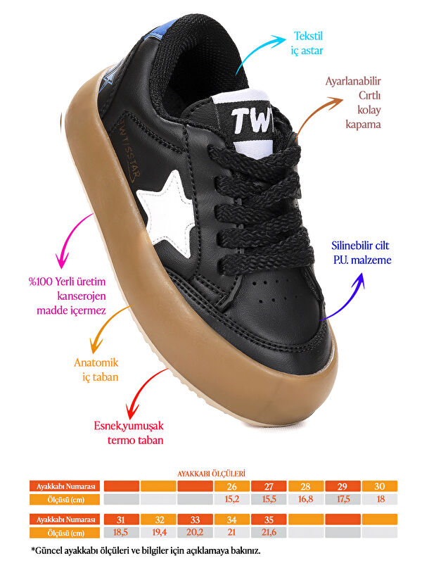 Rida Günlük Cırtlı Bağcıklı Erkek Çocuk Spor Ayakkabı - Görsel 3