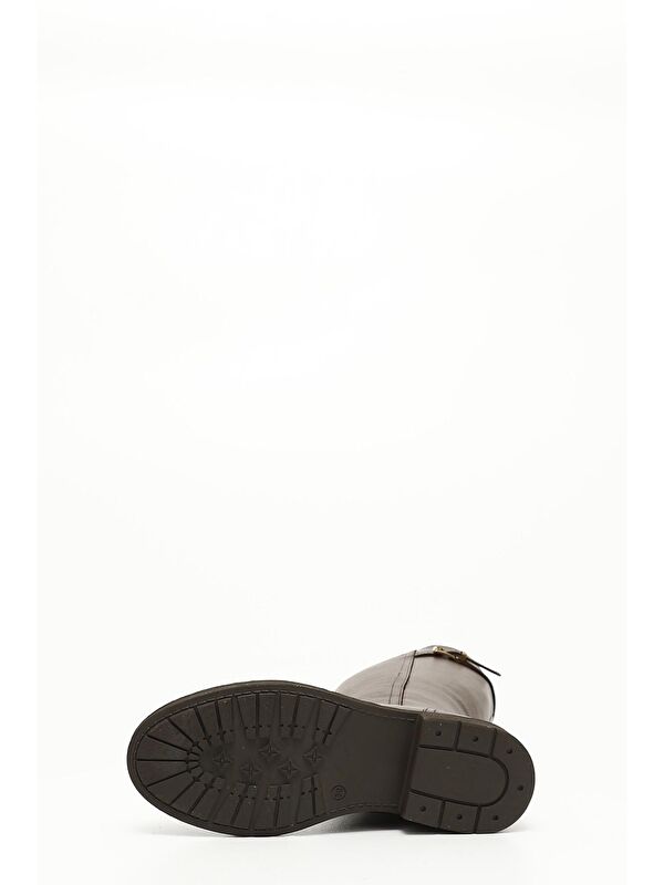 KIZIL KAHVERENGİ Hakiki Deri Yuvarlak Burun Kauçuk Taban Topuklu Fermuarlı Kadın Çizme 44570 - Görsel 6