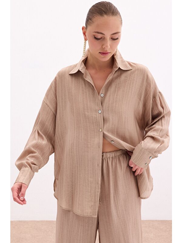 SATEEN Salaş Gömlek - Camel