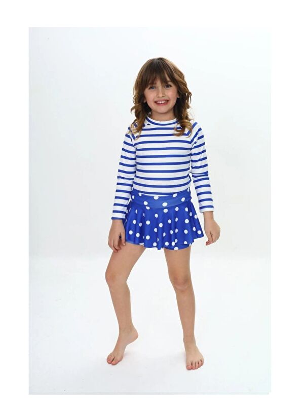 My Kids Wear Etek Detaylı Kız Çocuk Desenli Mayo