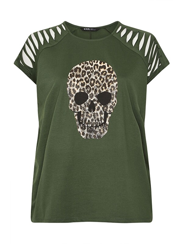 Stil Diva Kuru Kafa Desenli T-shirt