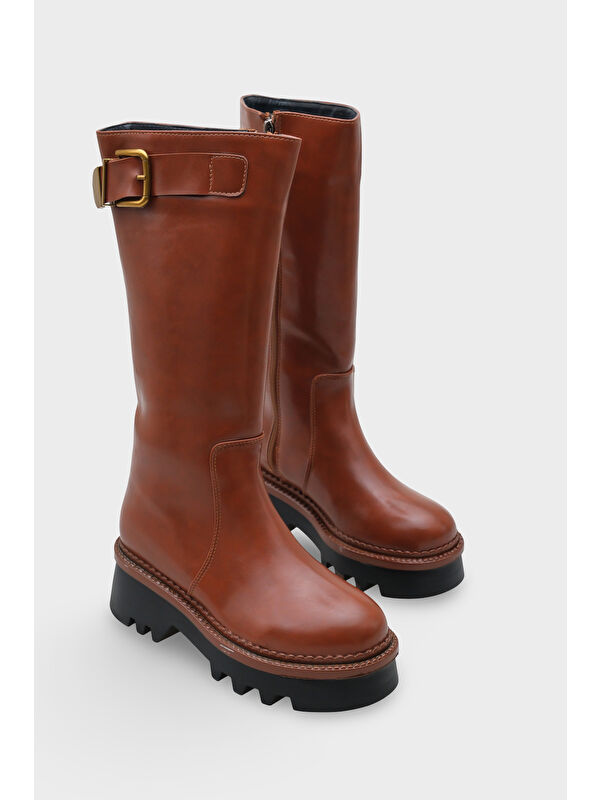 Norry Trak Tabanlı Metal Tokalı Yandan Fermuarlı Kadın Çizme - Görsel 3