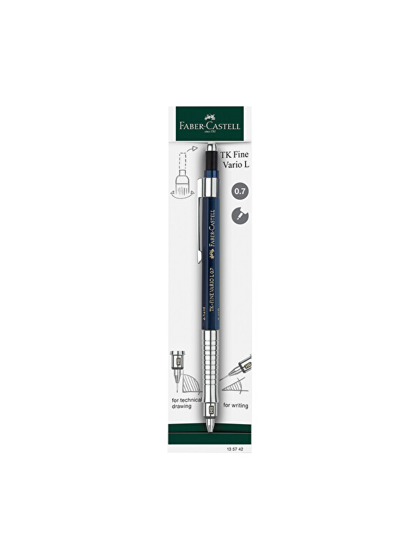 Faber-Castell TK Fine Vario LUX Versatil Kalem, 0.7 mm, Indigo, Ayarlanabilir Metal Uç, Sertlik Göstergeli
