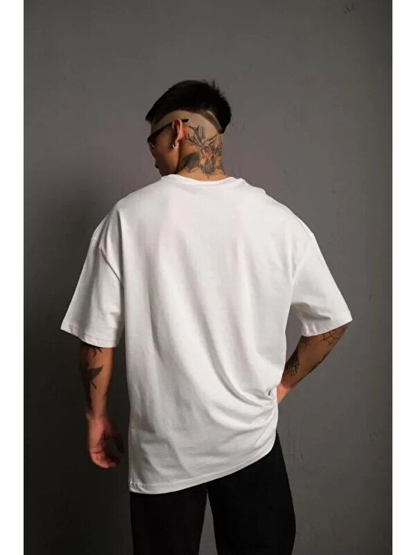 Jane's Erkek 24/1 Düz A Kalite Oversize T-shirt - Beyaz