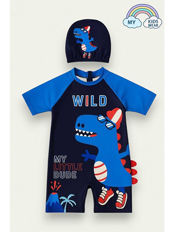 My Kids Wear Erkek Çocuk Dalgıç Kumaş Gizli Fermuarlı Boneli Mayo Takımı 2-8 Yaş 12009