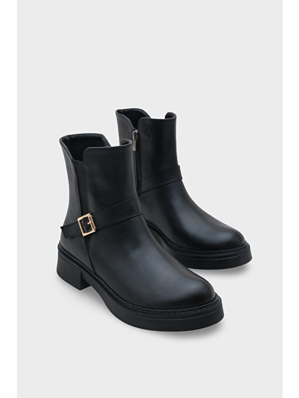 Daria Yandan Fermuarlı Tokalı Lastikli Kadın Bot - Görsel 3