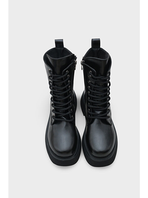 Melessa Yuvarlak Burunlu Yandan Fermuarlı Trak Tabanlı Kadın Bot - Görsel 7