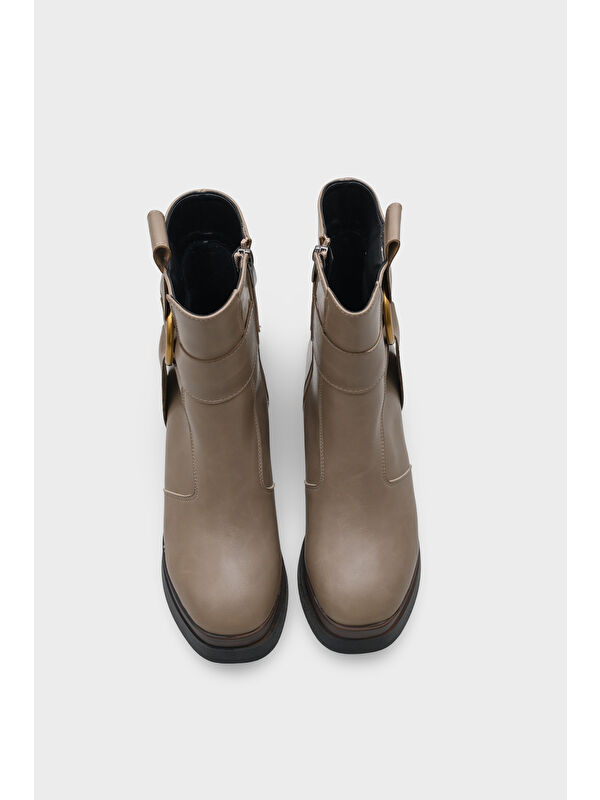 Tiffany Yuvarlak Burunlu Yandan Fermuarlı Orta Topuklu Kadın Bot - Görsel 7