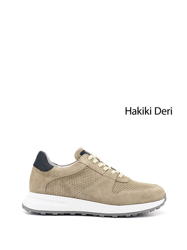 GÖNDERİ(R) Erkek KUM-SİYAH Bağcıklı Hakiki Deri Comfort Sneaker