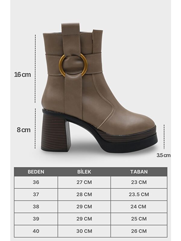 Tiffany Yuvarlak Burunlu Yandan Fermuarlı Orta Topuklu Kadın Bot - Görsel 8