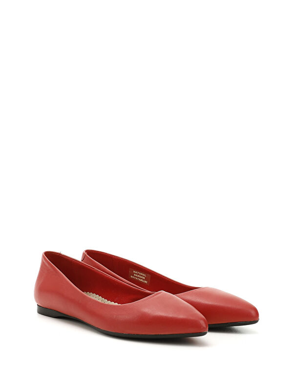 Gonderi(r) Mor Gonderi(r) Sivri Burun Kadın Düz Taban Hakiki Deri Babet