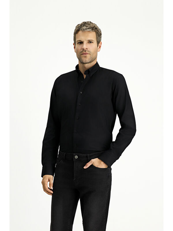 Kiğılı Uzun Kol Slim Fit Dar Kesim Pamuk Oxford %100 Pamuk Gömlek