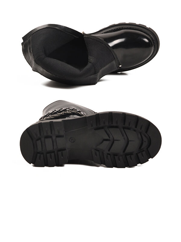 Siyah Rugan İçi Polarlı Kaymaz Kız Çocuk Çizme Duru F - Görsel 6