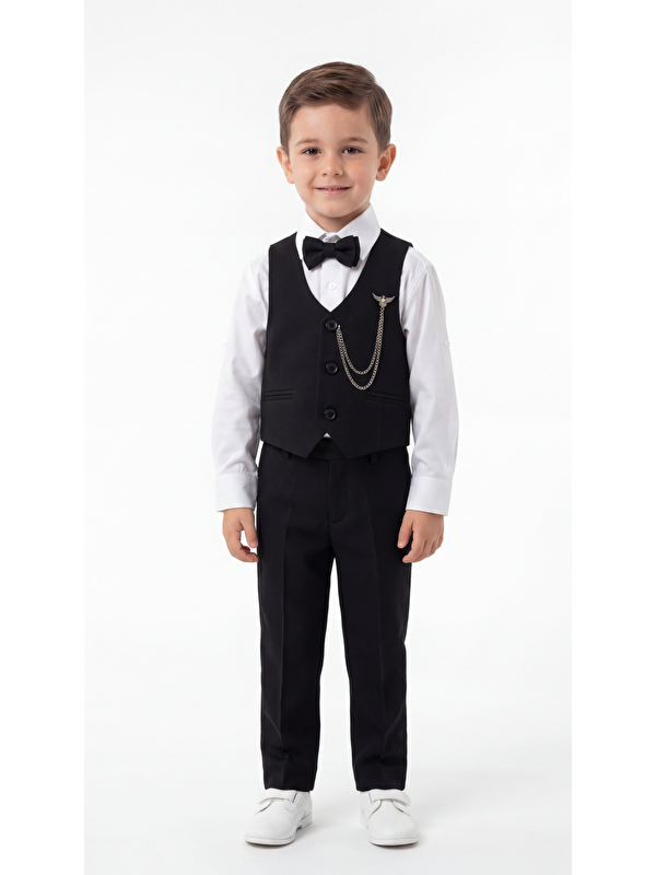 Mışıl Kids Yelekli Papyonlu Zincirli  Erkek Çocuk Takım