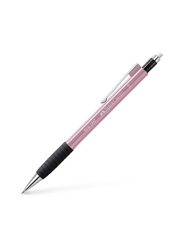 Faber-Castell Grip 1345/47 Versatil Kalem, 0.7 mm, Pembe, Ergonomik Tutuş, Yaylı Uç, Uzun Silgi, Modern Tasarım