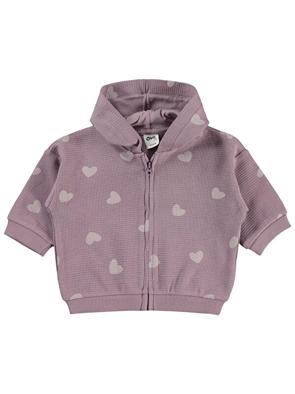 Civil Baby Kalp Baskılı 6-18 Ay Hırka - Lila 6-9 Ay