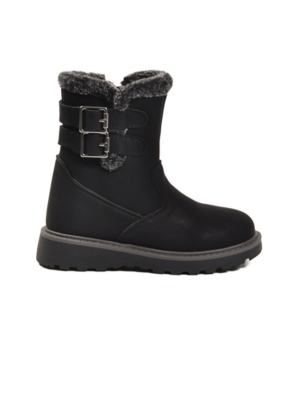 Siyah İçi Polarlı Kaymaz Kız Çocuk Bot Buckle F - Görsel 2