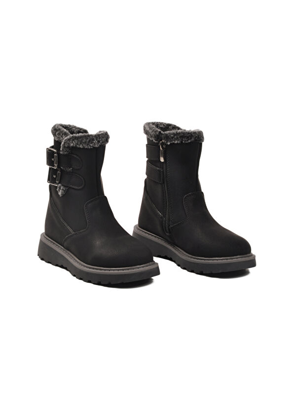 Siyah İçi Polarlı Kaymaz Kız Çocuk Bot Buckle F - Görsel 4