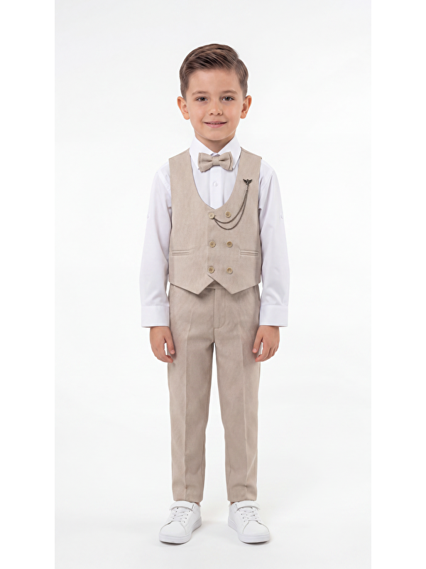 Mışıl Kids Yelekli Papyonlu Zincirli   Erkek Çocuk Takım