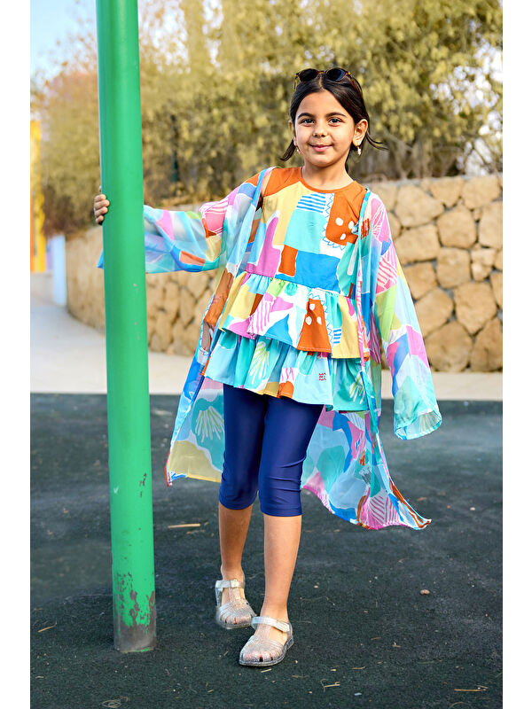 Marina Kız Çocuk Kimono Hafif, Dökümlü Pareo CP2505