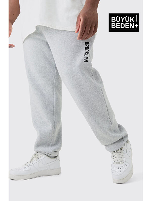 Süperlife Brooklyn Baskılı İnce Büyük Beden Jogger Eşofman Altı SPR25EA53