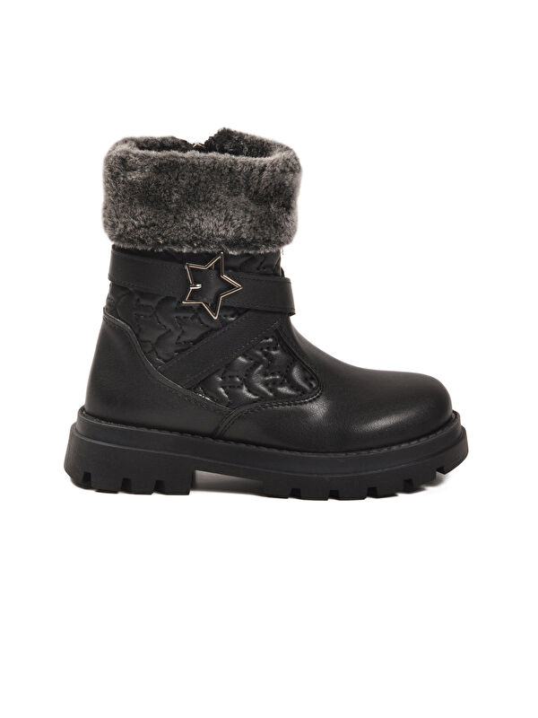 Siyah İçi Polarlı Fermuarlı Kız Çocuk Bot Evla P - Görsel 3