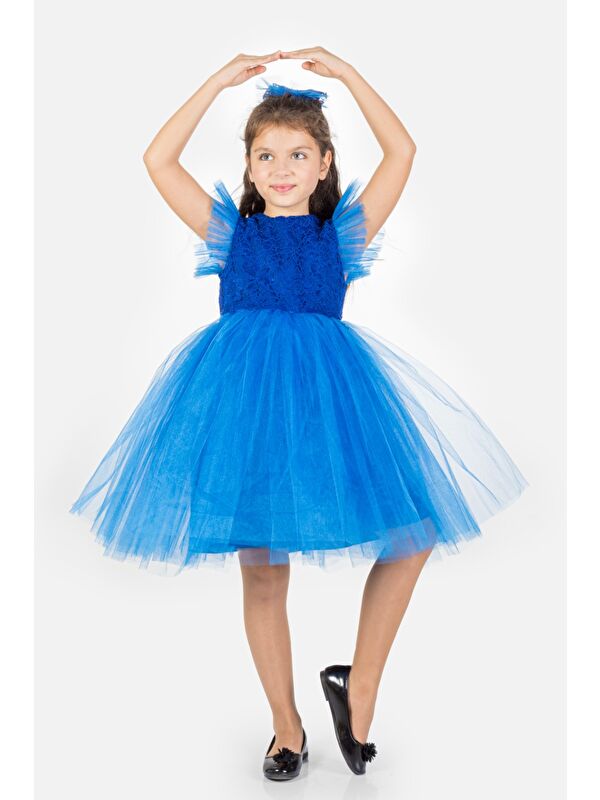 Mnk Baby & Kids Roza Dantel Tütü Kız Çocuk Abiye Elbise MNK0546