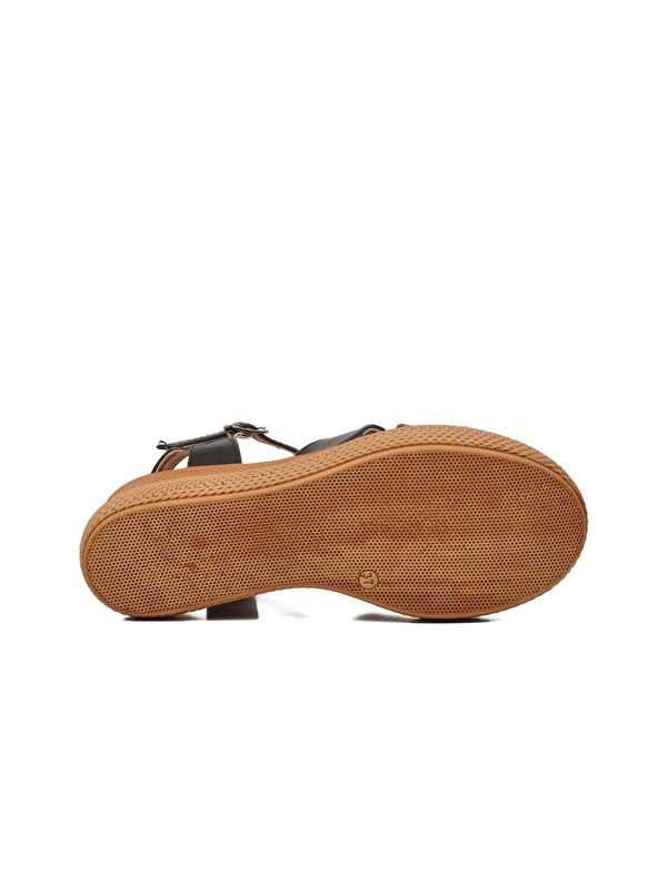 Siyah Kadın Dolgu Topuk Sandalet 426093 - Görsel 6