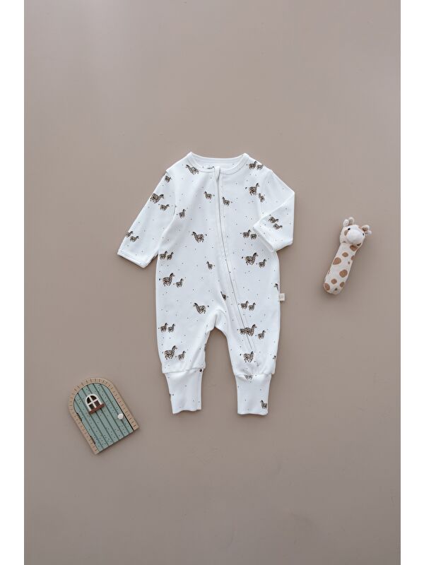 Oh La La Koala For Little Ones Zebra Baskılı Calmy Serisi Kendinden Patikli Fermuarlı Tulum