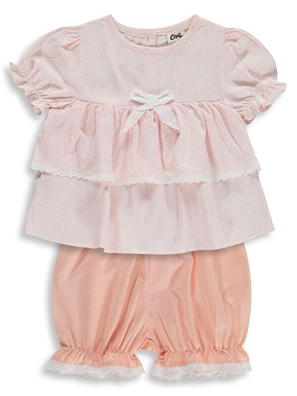 Civil Baby Roba Fiyonklu 6-18 Ay Takım - Pembe