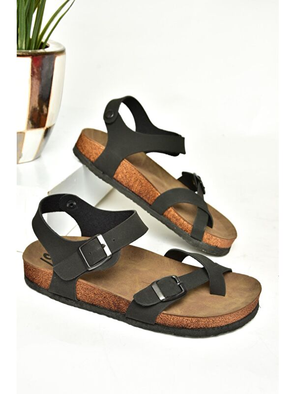 H777786002 Siyah Kadın Sandalet - Görsel 7