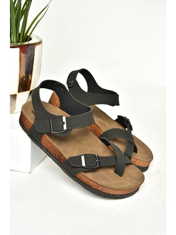 H777786002 Siyah Kadın Sandalet - Görsel 8