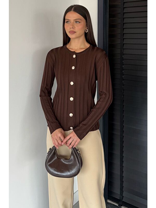 Gülseli Kadın Düğme Detaylı Triko Hırka (m-l-xl Uyumludur)
