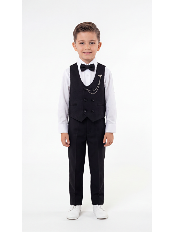 Mışıl Kids Yelekli Papyonlu Zincirli   Erkek Çocuk Takım
