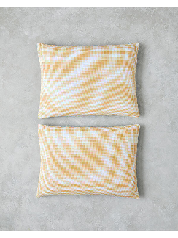 English Home Petit Check Pamuklu 2'li Yastık Kılıfı 50x70 cm Sarı-Yeşil