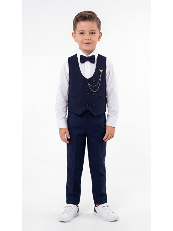 Mışıl Kids Yelekli Papyonlu Zincirli   Erkek Çocuk Takım