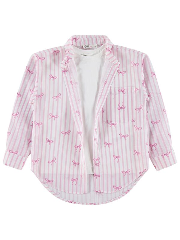 Civil Girls Fiyonk Baskılı 10-13 Yaş Gömlek - Pembe