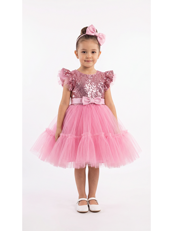 Mışıl Kids Pullu  Fırfırlı  Kız Çocuk Elbise