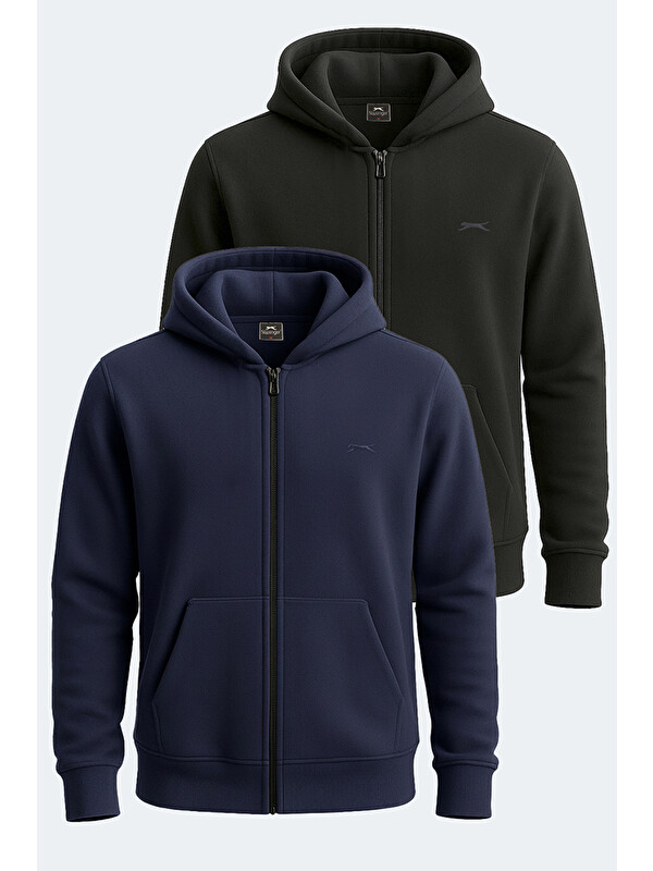 SLAZENGER SAMSON 2 li set Erkek Fermuarlı Kapüşonlu Cepli  Sweatshırt