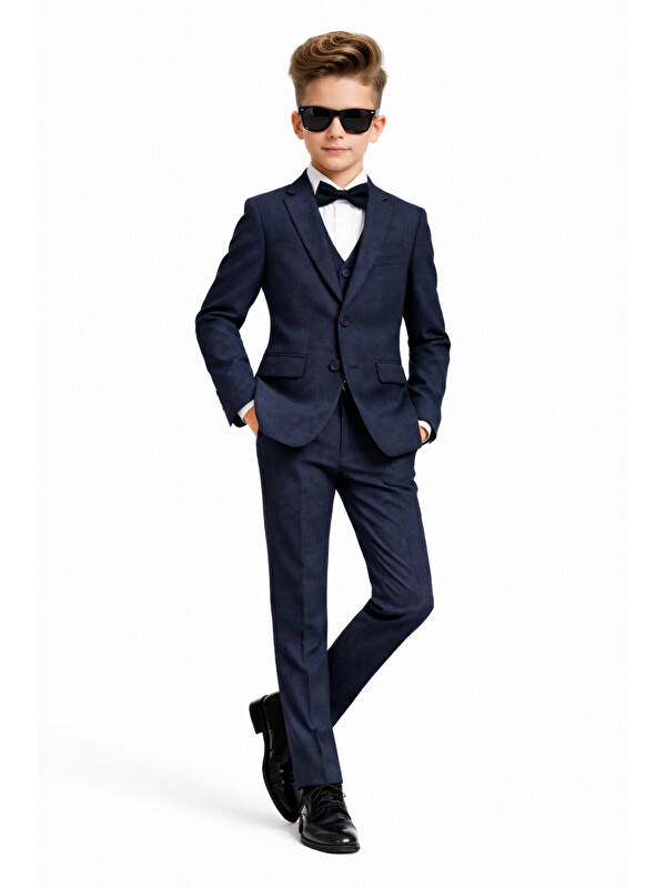 Ahengim Erkek Çocuk Slim Fit Premium Damatlık Smokin Takım Elbise Ak4000