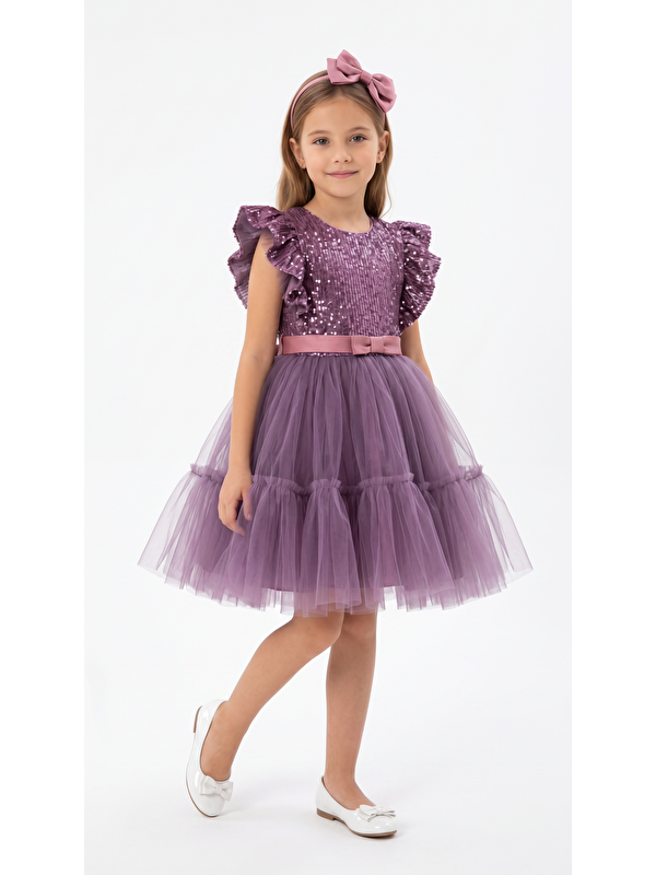 Mışıl Kids Simli Tül Elbise  Kız Çocuk Elbise