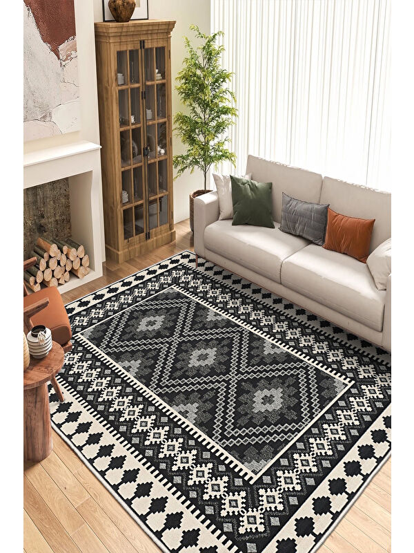 Homefesto Dekoratif Özel Tasarım Yıkanabilir İnce Kaymaz Tabanlı Modern Halı KECE FR47