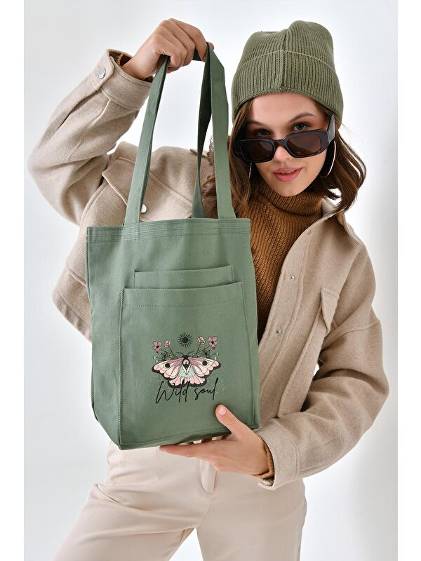 Bagg 2 Cepli Wild Soul Baskılı Mint Yeşili Gabardin Çanta