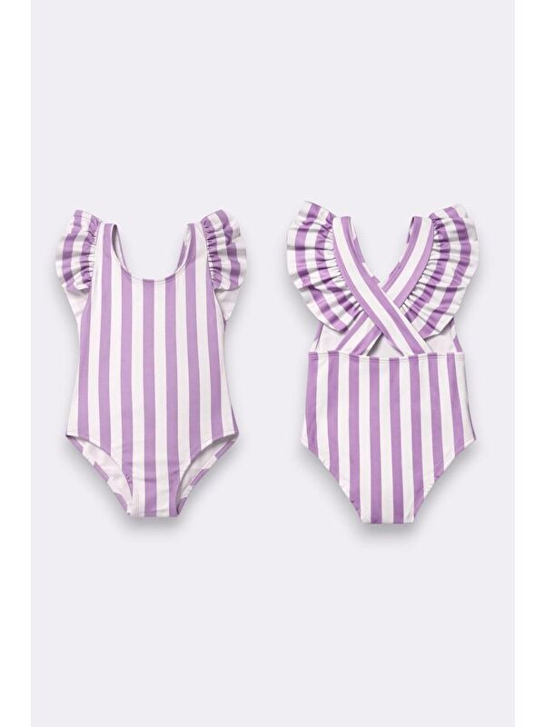 My Kids Wear Kız Çocuk Fırfır Detaylı Tasarım Çapraz Askılı Mayo 12733