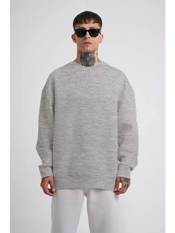 Jane's Unisex Biskilet Yaka Üç İplik SweatShirt - Gri