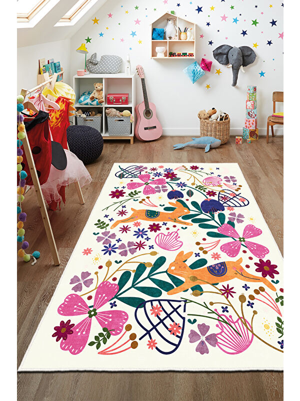 Homefesto Dekoratif Özel Tasarım Yıkanabilir İnce Kaymaz Tabanlı Modern Halı KECE FR44