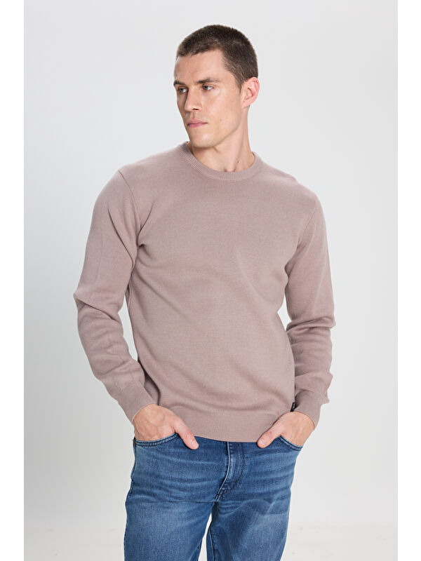 Wrangler Regular Fit Bisiklet Yaka Vizon Triko Kazak