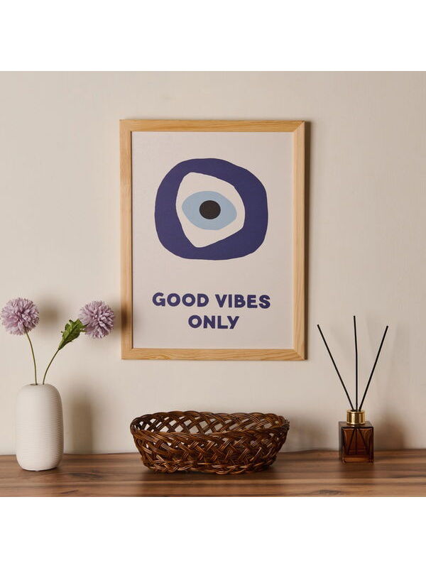 Evidea Deco Good Vibes Only Duvar Panosu - Mavi / Beyaz - 30x40 cm